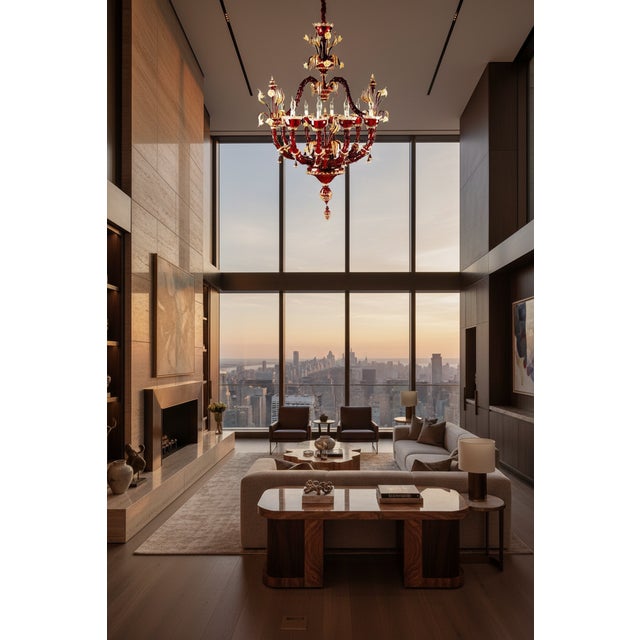 Murano Original Ca' Rezzonico Murano Glass Chandelier | Ruby Red & Gold For Sale - Image 4 of 4