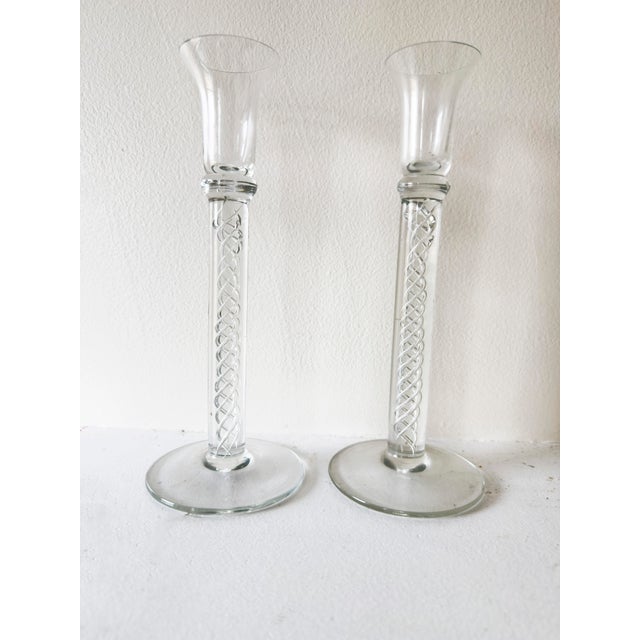 1960s Mid-Century Modern Air Twist Glass Candlesticks, a Pair For Sale In New York - Image 6 of 11