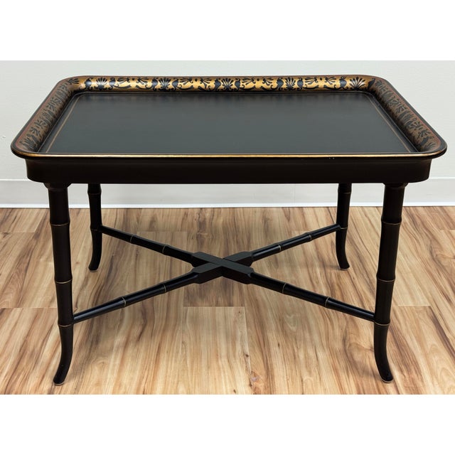 Vintage Chinoiserie Style Tray Top Coffee Table W/ Faux Bamboo Legs For Sale - Image 4 of 10