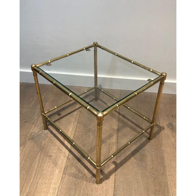 Metal 1970s Faux-Bamboo Brass Side Table in the Style of Jacques Adnet For Sale - Image 7 of 11