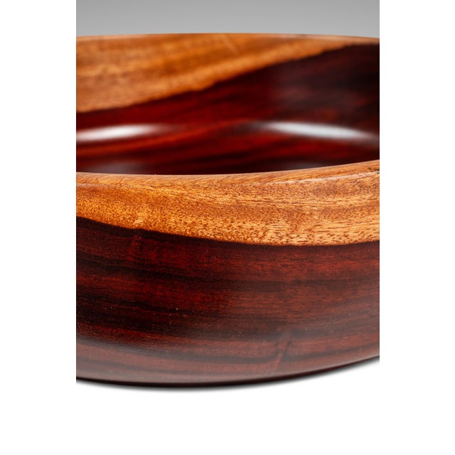 Mid-Century Modern Wood-Turned Hand-Crafted Serving Bowl in Solid Mahogany, C. 1970s For Sale - Image 15 of 16