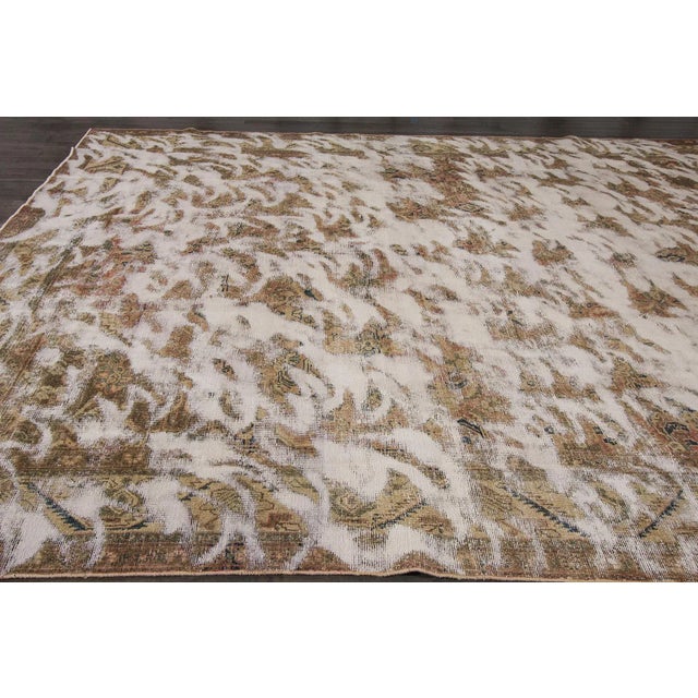 1950s Vintage Distressed Persian Tabriz Rug For Sale - Image 5 of 8
