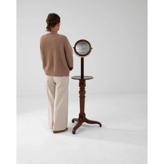 19th Century French Wooden Shaving Mirror For Sale - Image 4 of 10