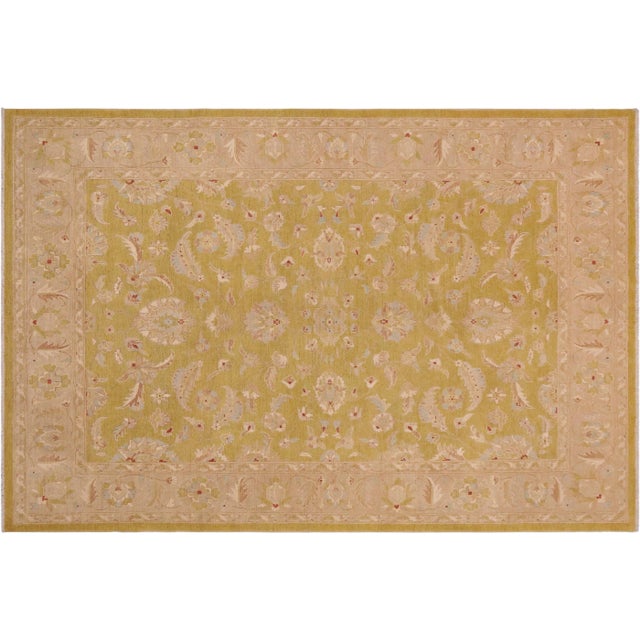 1980s 1980s Boho Chic Sun Faded Green/Brown Hand Knotted Wool Rug - 9'1" X 11'11" For Sale - Image 9 of 10