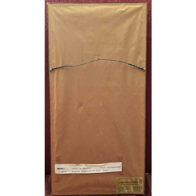 Mid 20th Century School of Tientsin; Original Watercolor on Silk "Bird" China For Sale - Image 4 of 5