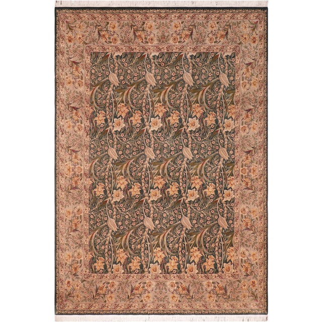 Floral Dafodils Pak-Persian Green/Gray Wool Rug - 8'2'' X 10'4'' For Sale - Image 9 of 9