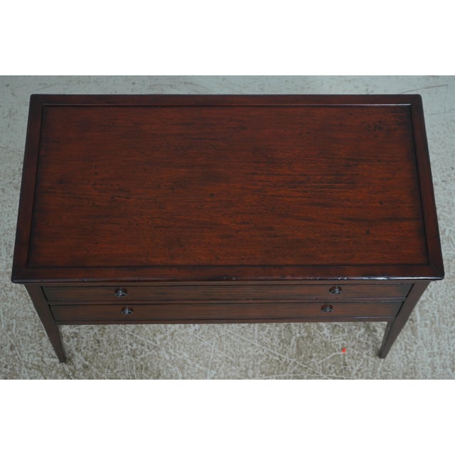 Wood Henredon Rustic Finish 2 Drawer Serving Table For Sale - Image 7 of 17