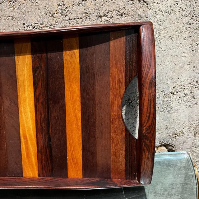 1970s Mid-Century Modern Serving Tray by Don S. Shoemaker, 1980s Exotic Woods For Sale - Image 5 of 13
