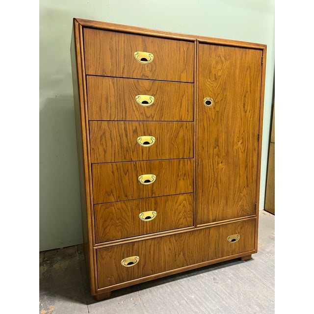 Drexel Heritage Drexel Heritage Hollywood Regency Campaign Gentleman's Chest or Armoire Dresser For Sale - Image 4 of 8