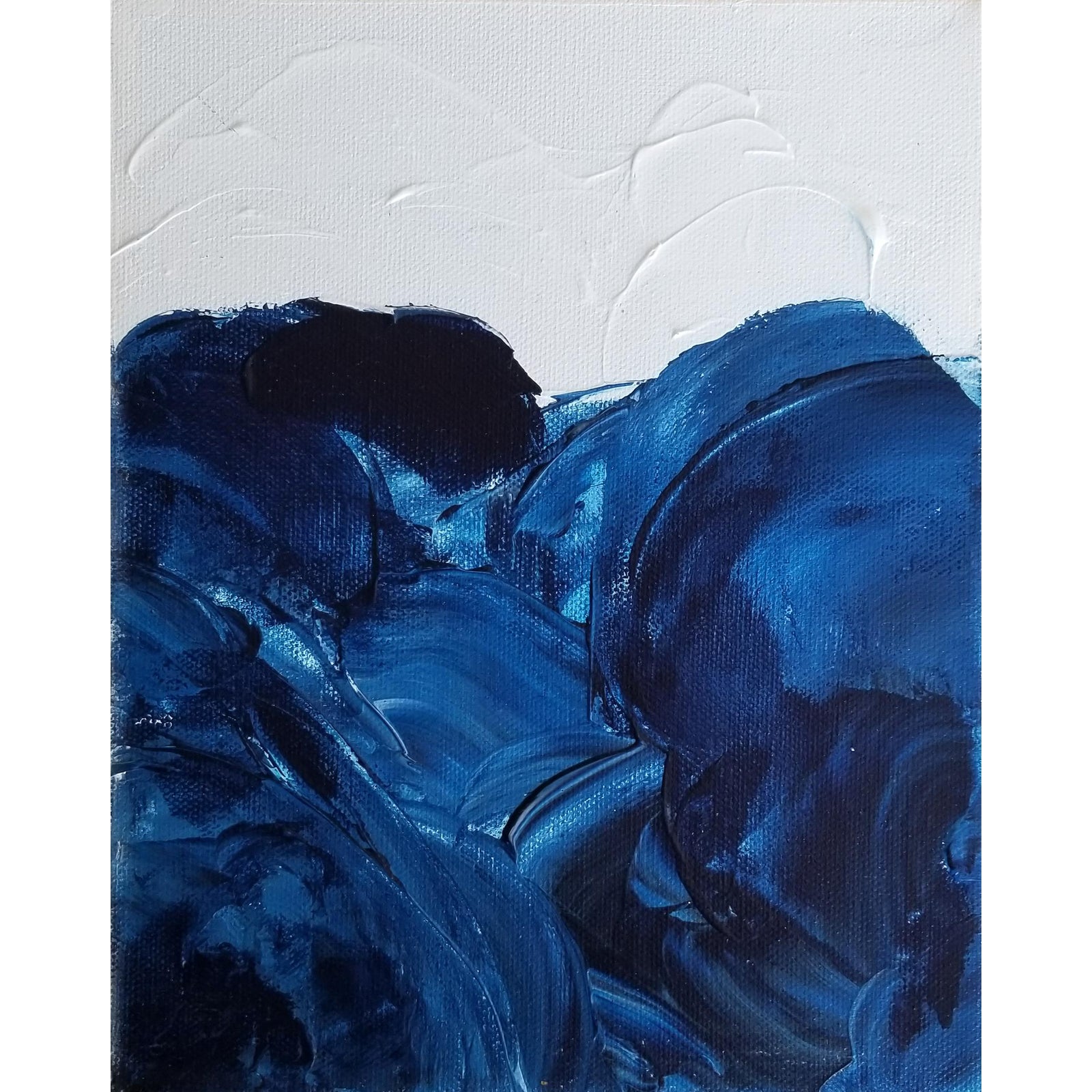 Bubble Blues Minimalist Modern Abstract Original Framed Art