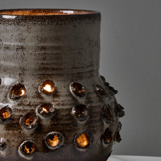 1970s Erik Glud Studio Crafted Stoneware Footed Table Lamp For Sale - Image 9 of 18