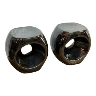 Made Goods Duffy Stools, Metallic Charcoal For Sale