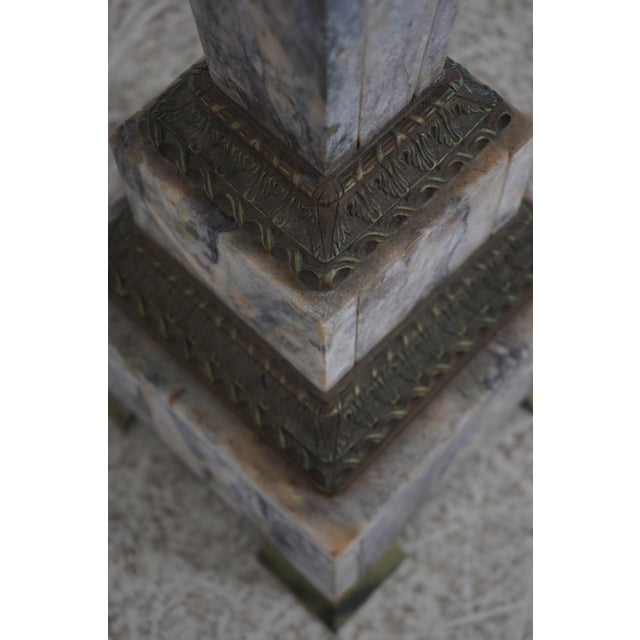 Brass Pair of Vintage Marble & Brass Louis XVI Pedestals For Sale - Image 8 of 14