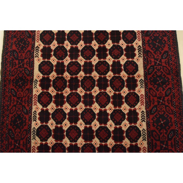 1990s Baloch Rug 2’11” X 5’2” Beige Wool Vintage Tribal Hand-Knotted Oriental Carpet For Sale - Image 5 of 12