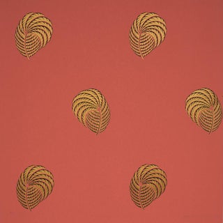 SAMPLE - Schumacher Royal Plume Wallpaper In Russet For Sale