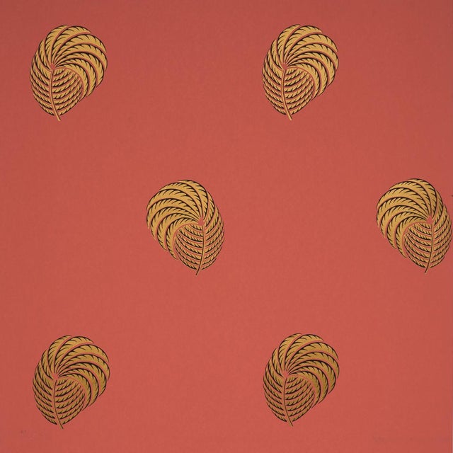 SAMPLE - Schumacher Royal Plume Wallpaper In Russet For Sale