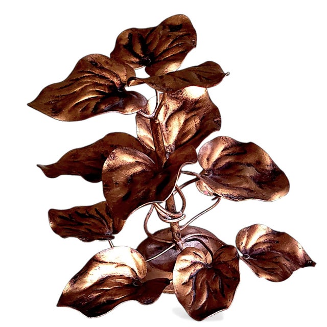 1970s Leaves on the Vine, Walter Hatches Co Gilded Toleware Centerpiece - Made in Italy For Sale - Image 10 of 13