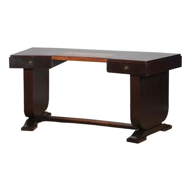 Art Deco Desk in Oak and Leather, 1930s For Sale