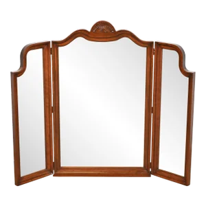 Harden Furniture Georgian Carved Cherry Wood Tri-Fold Triple Mirror