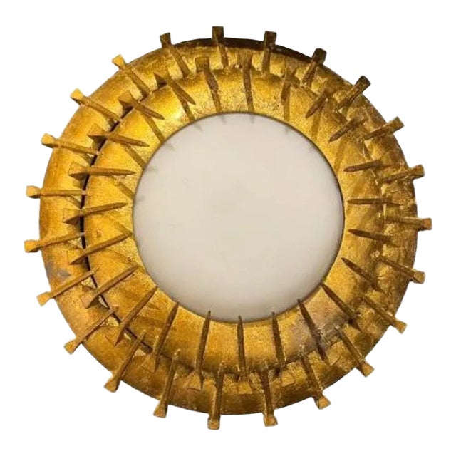 1930's French Small Sunburst Light Fixture For Sale