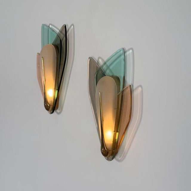 Fontana Arte Large Sconces attributed to Max Ingrand for Fontana Artes, Italy, 1955, Set of 2 For Sale - Image 4 of 18