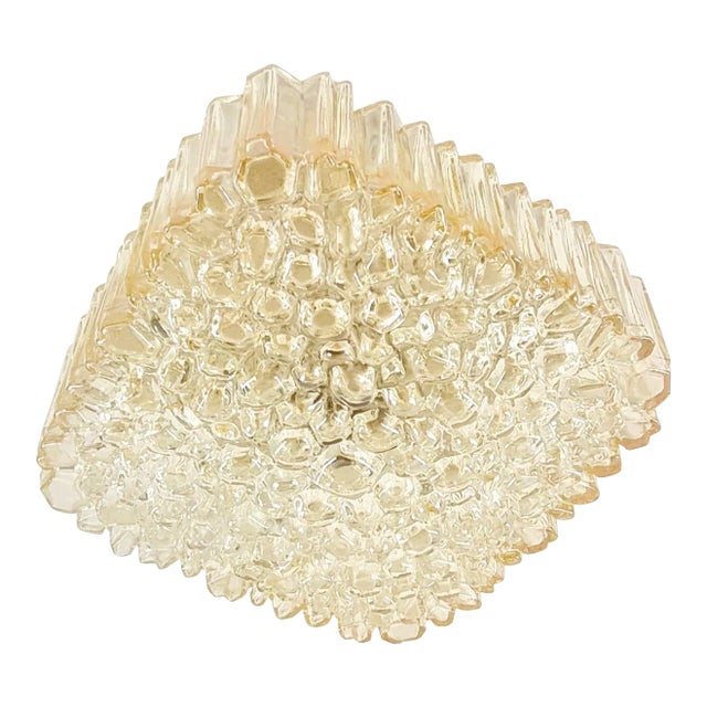 Mid-Century Amber Bubble Glass Flush Mount or Wall Lamp by Helena Tynell for Limburg, Germany, 1970s For Sale
