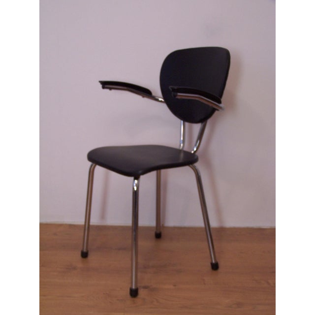 Black Chrome and Black Leathette Office Chair, 1950s For Sale - Image 8 of 8