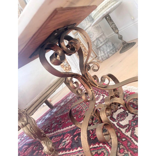Mid 20th Century Vintage Italian Hollywood Regency Gilt Iron & Marble Side Table For Sale - Image 5 of 8