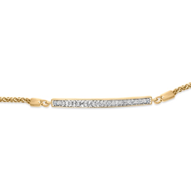 Contemporary Gold Vermeil Diamond Accent Bar Lariat Bolo Bracelet For Sale - Image 3 of 4