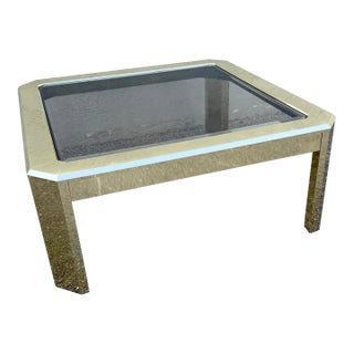 Vintage Art Deco Gold and Smoked Glass Coffee Table For Sale