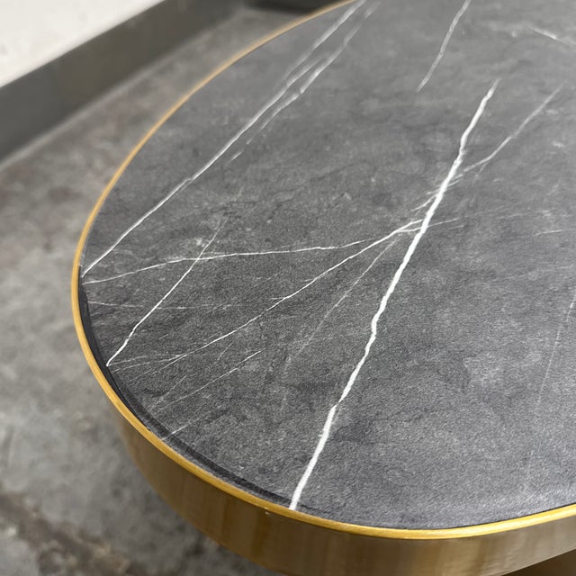 Michael Oren Design Marquina Marble Kidney Side Table For Sale - Image 11 of 12
