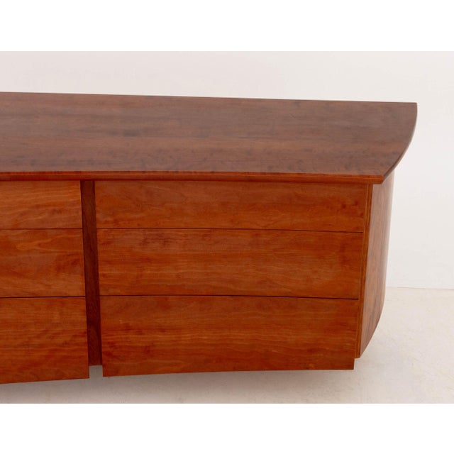 Late 20th Century James Schriber Attributed Floating Wall-Mounted Fruitwood Console For Sale - Image 5 of 11