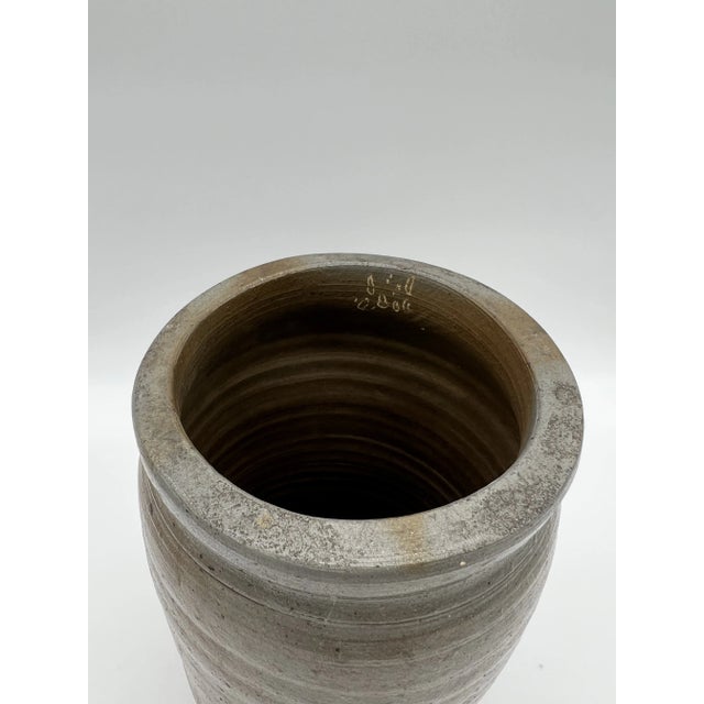 Gray Antique Pennsylvania Folk Art Stoneware Preserve Jar, Circa 1850's For Sale - Image 8 of 12