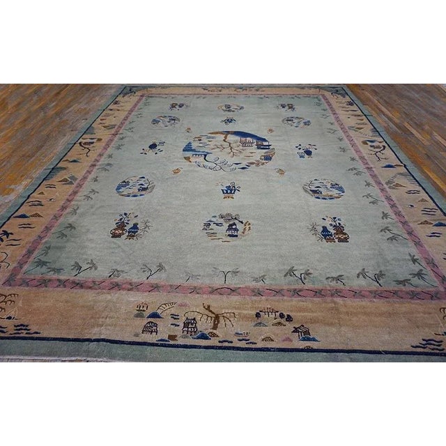 Early 20th Century Chinese Peking Carpet ( 10'4" x 12'8" - 315 x 386 ) Antique Peking Room Size Wool Light Rug, Circa...