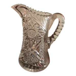 1960s American Brilliant Clear Cut Crystal Sawtooth Pitcher