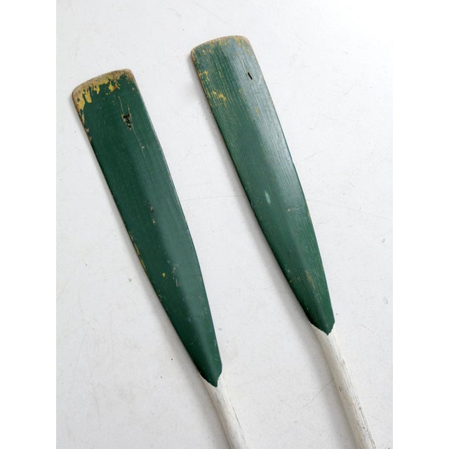 Vintage Painted Wooden Oars Pair For Sale - Image 10 of 12