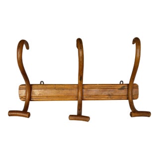 Early 20th Century French Bentwood Wall Mounted Coat Hat Rack For Sale