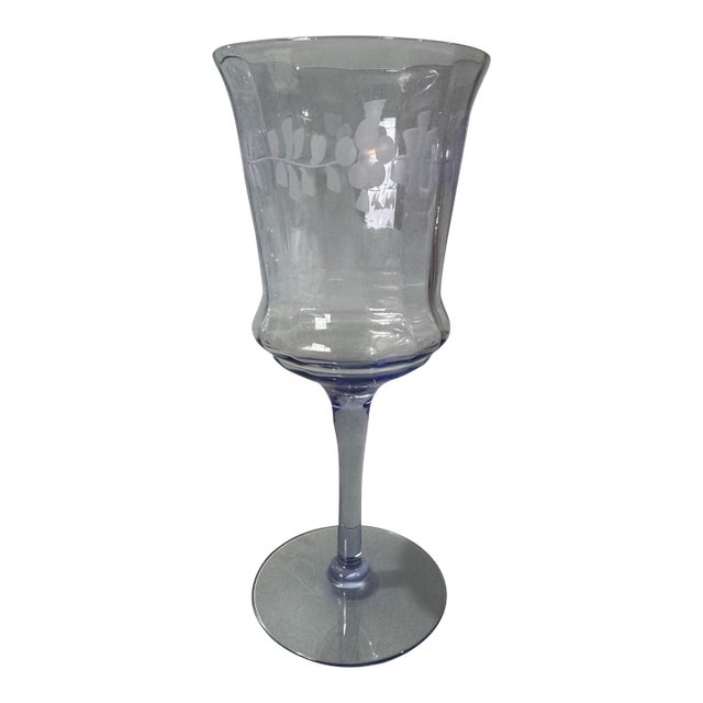 Vintage Tiffin Franciscan Twilight Floral Etched Water Goblet For Sale