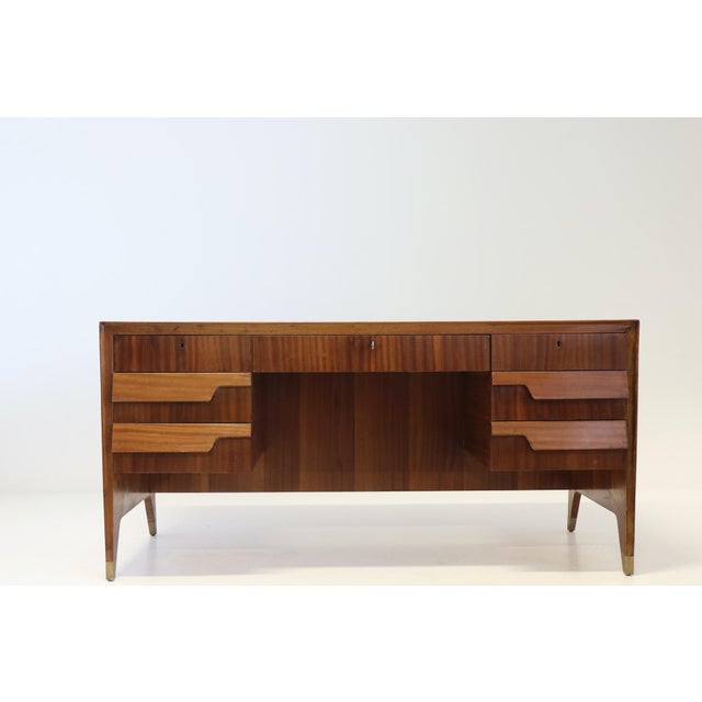 Desk in Wood, Brass and Enamelled Glass by Gio Ponti, 1950 For Sale - Image 11 of 18