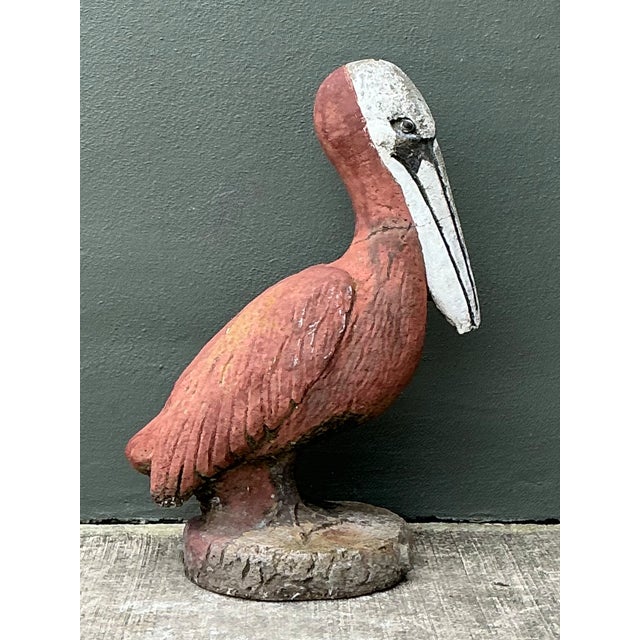 Mid 20th Century Vintage Painted Cement Pelican Sculpture For Sale - Image 5 of 12