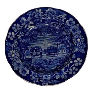 Early 19th Century Historical Staffordshire Baltimore and Ohio Railroad Toddy Plate Diorama Series For Sale