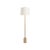 This contemporary floor lamp features a travertine base accented by a sleek metal body in a rich gold finish. Its...