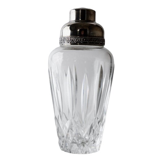 Vintage Silver Plated Crystal Glass Cocktail Shaker by RCR Italy, 1950s For Sale