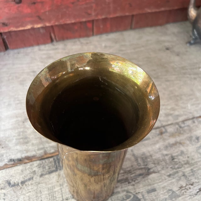 Brass Vintage Brass Fluted Vase 9"x5" India Handmade Decorative Accent For Sale - Image 8 of 11