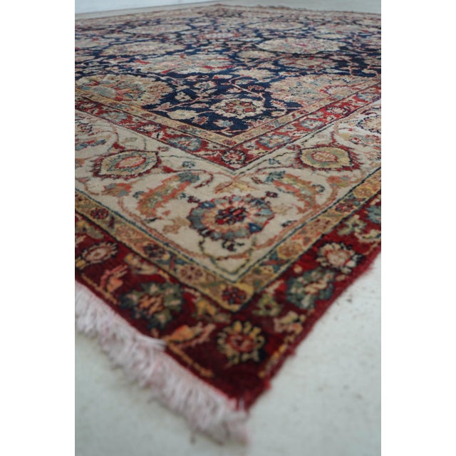 Age: C.1940s Details: High Quality Construction Rare Almost Square Rug Grade 6 Out Of 10 Deep Blues & Reds Un-Marked As To...