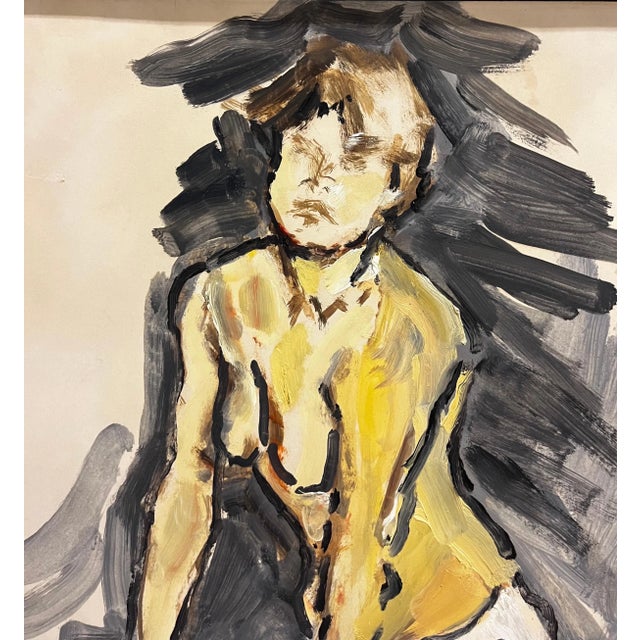 Edgardo Corbelli, Woman with Red Stockings, Oil on Cardboard, 1984 For Sale - Image 3 of 5