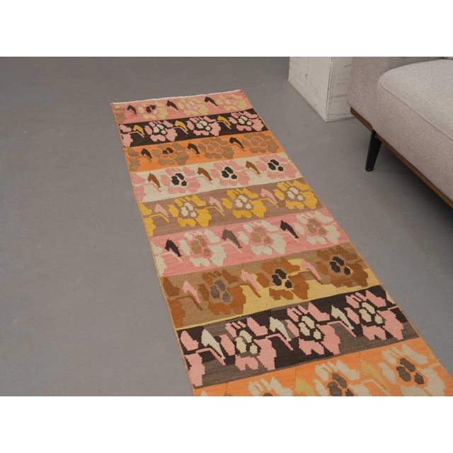 1970s Vintage Handmade Wool Cotton Yellow Area Rug For Sale In San Francisco - Image 6 of 11