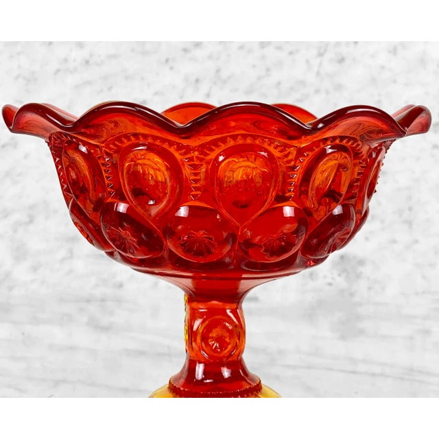 Victorian Vintage Victorian Orange Red Amberina Glass Compote Bowl For Sale - Image 3 of 10