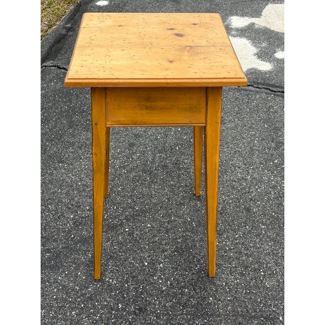 Mustard Yellow! Handsome and beautifully crafted 20th Century. Pennsylvania side table. Shaker style lines with four...