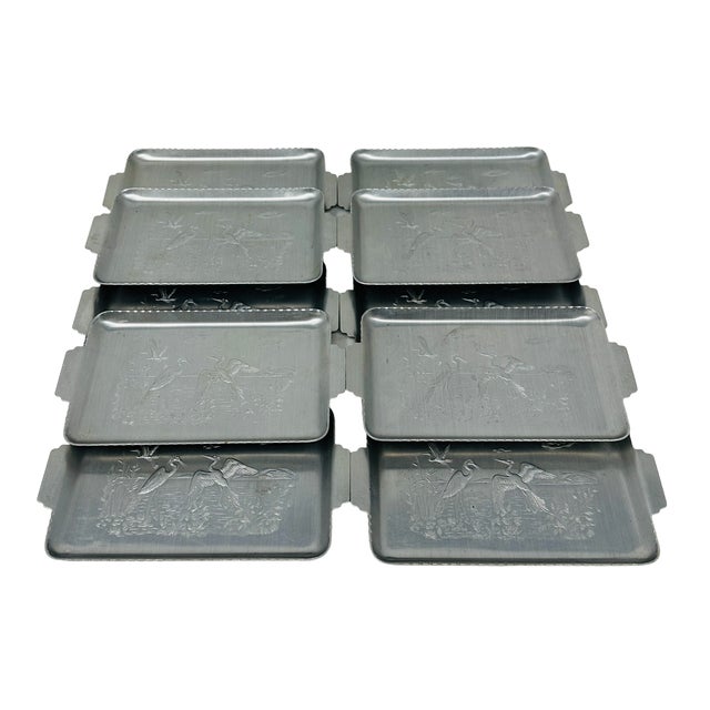 1930's Metal Serving Trays Herons in Their Natural Habitat a Set of 10